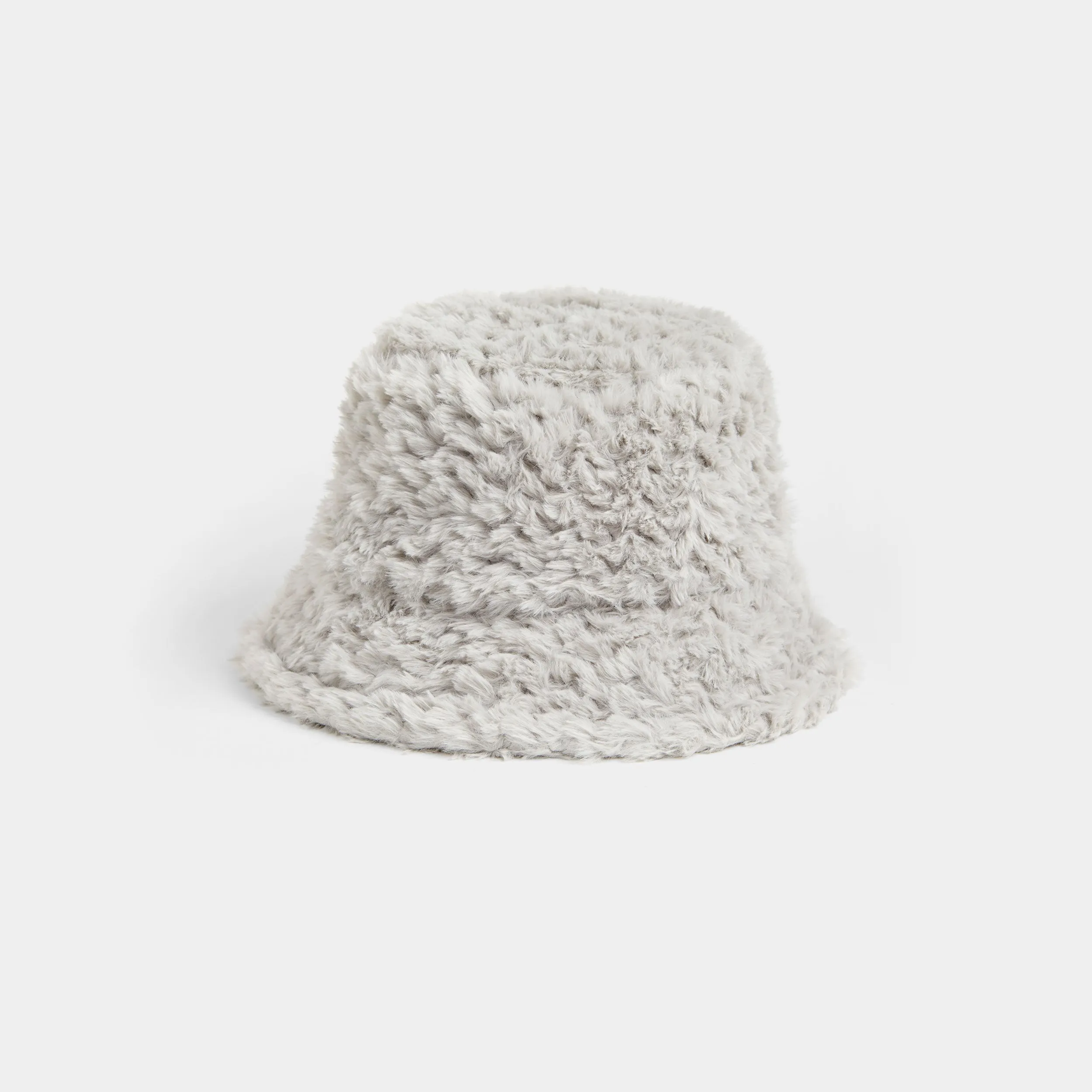 Faux Fur Bucket Hat - Grey