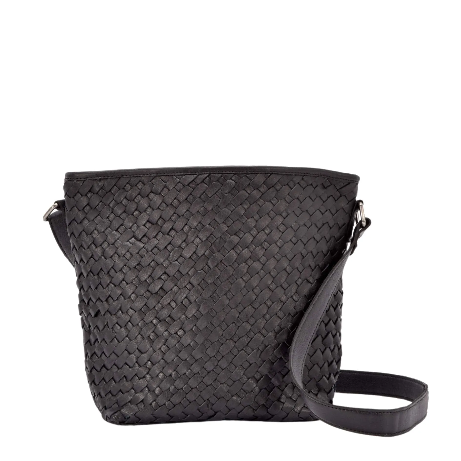 GABEE CANTERBURY WOVEN LEATHER BUCKET BAG