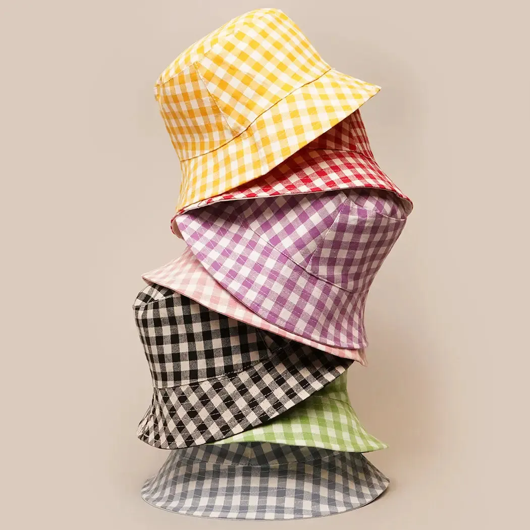 Gingham Reversible Bucket Hat - Several Colors