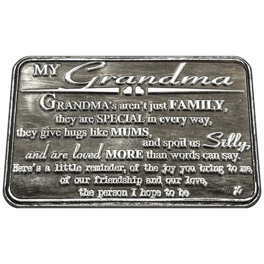 Grandma Sentimental Metal Wallet or Purse Keepsake Card Gift - Cute Gift Set From Grandon Granddaughter Son Daughter Family