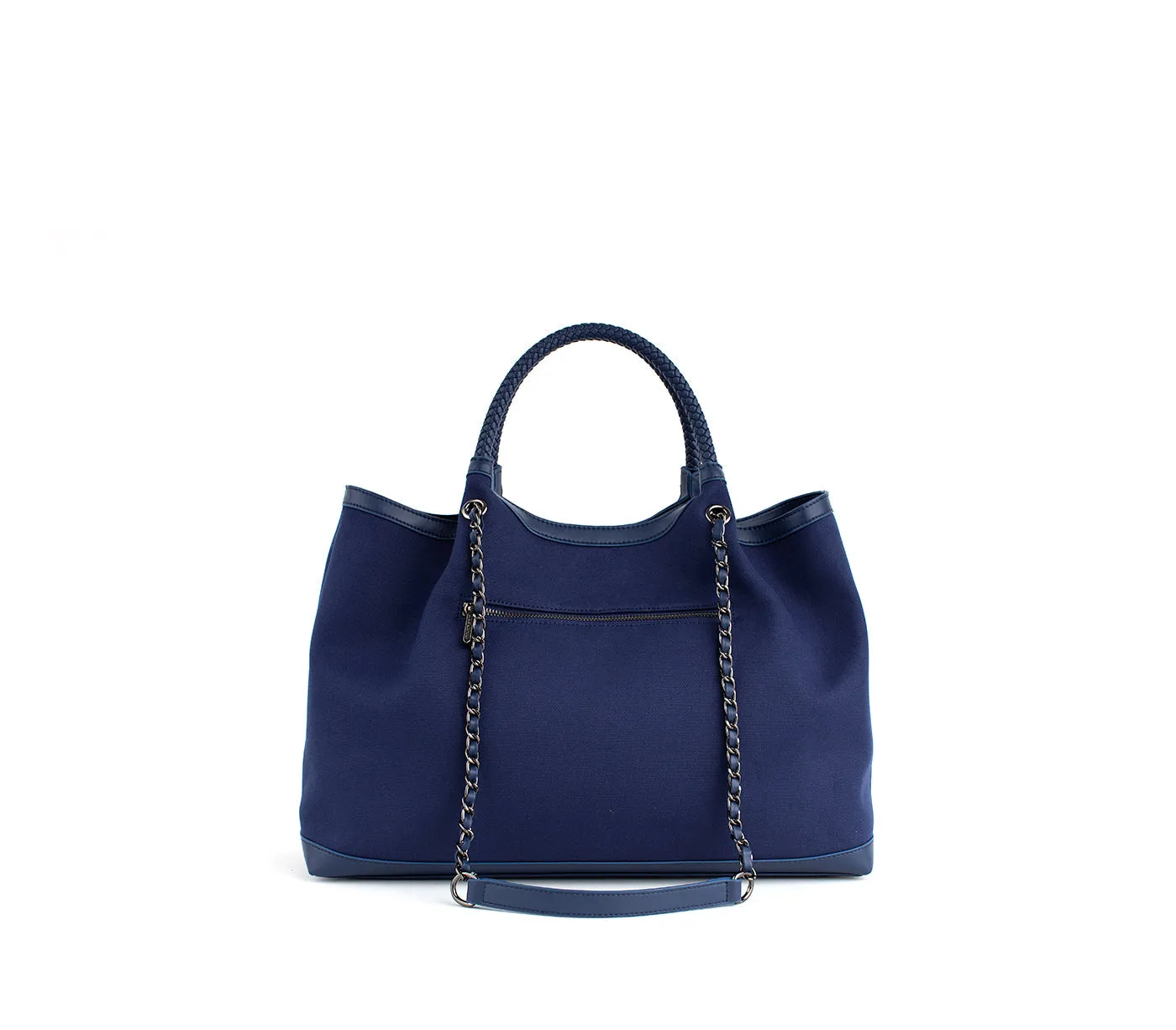 Gunas New York RUTH Dark Blue Vegan Canvas Tote Shoulder Bag