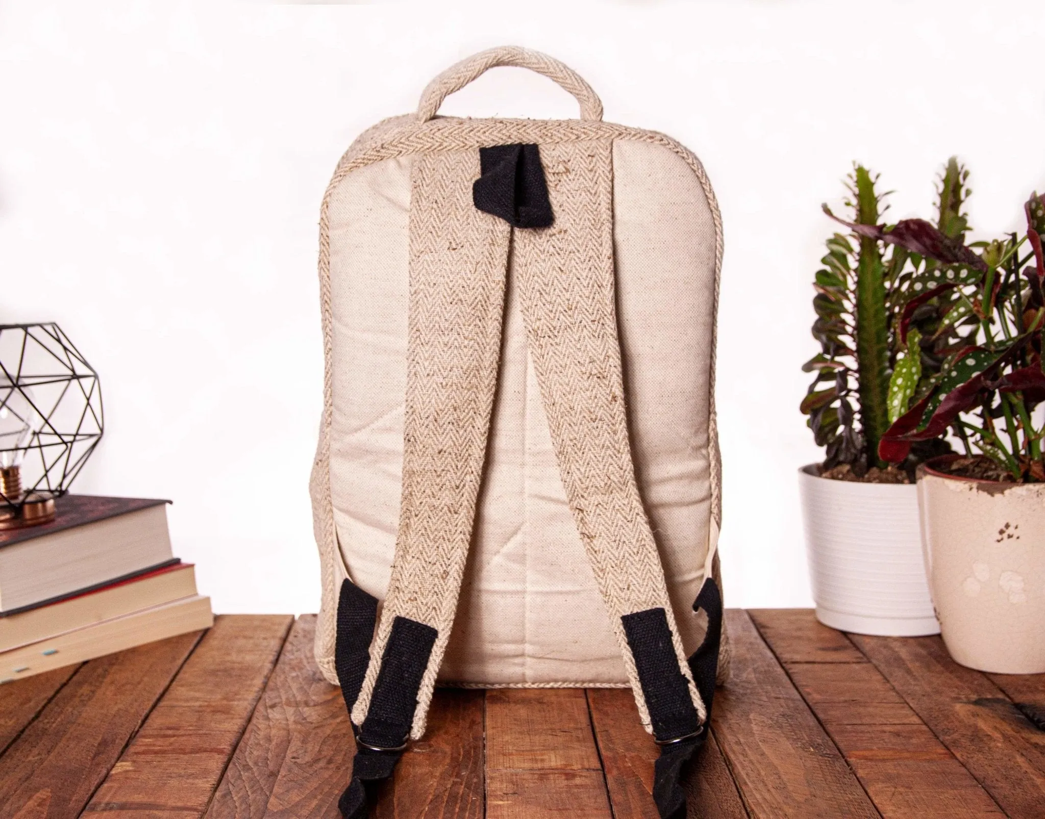 Handmade Hemp Laptop Backpack || Sustainable Vegan Line || Silver Birch