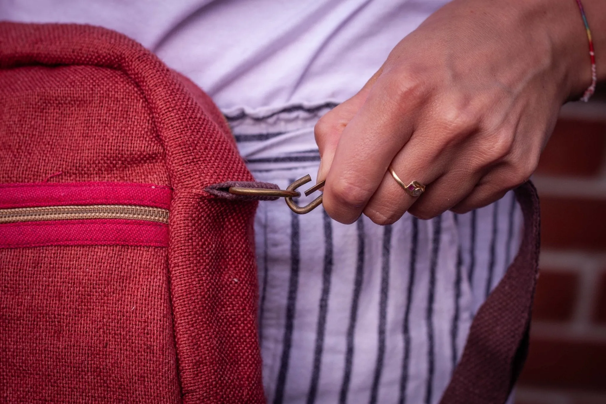 Handmade Hemp Red Laptop Bag