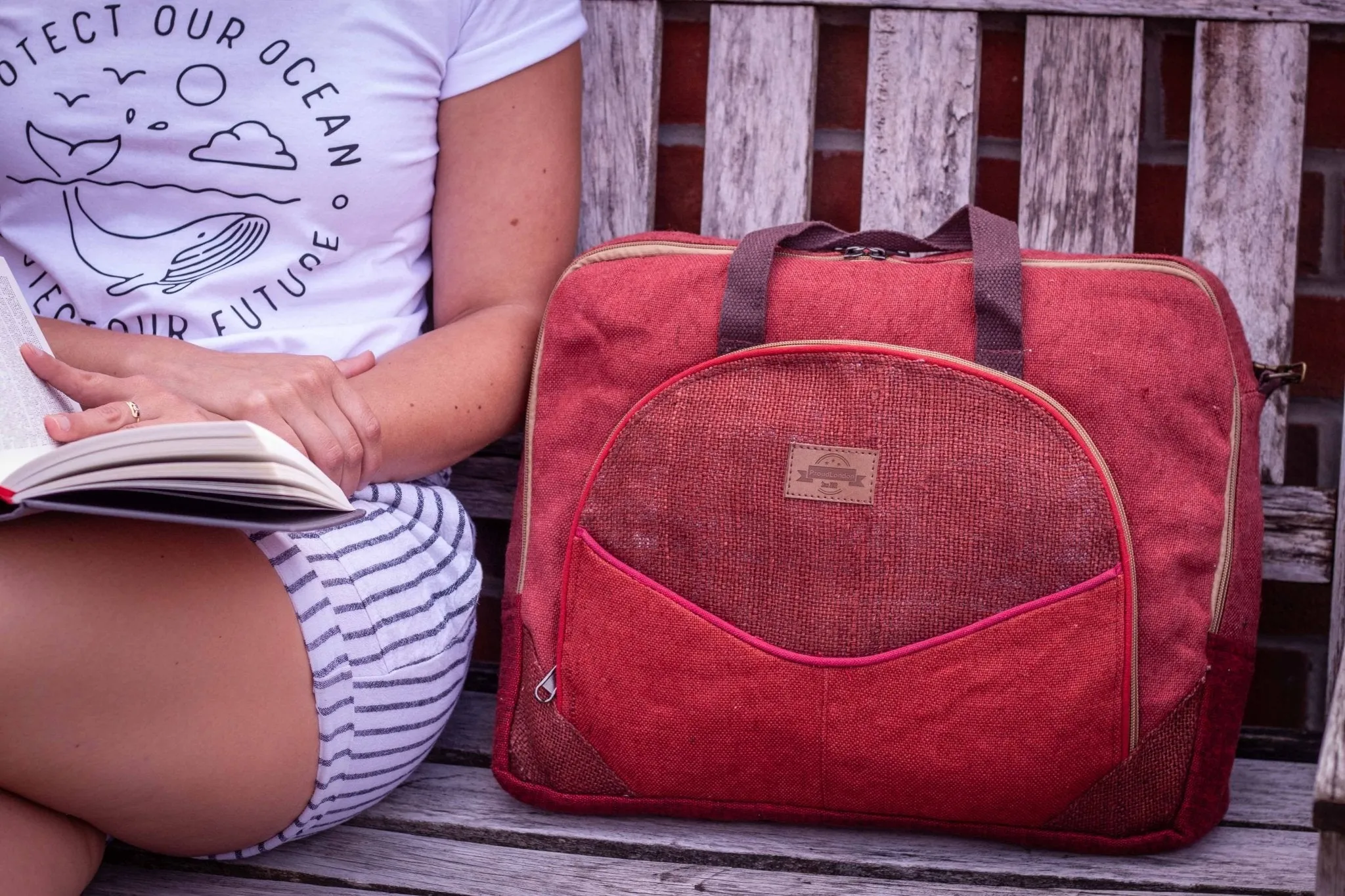 Handmade Hemp Red Laptop Bag