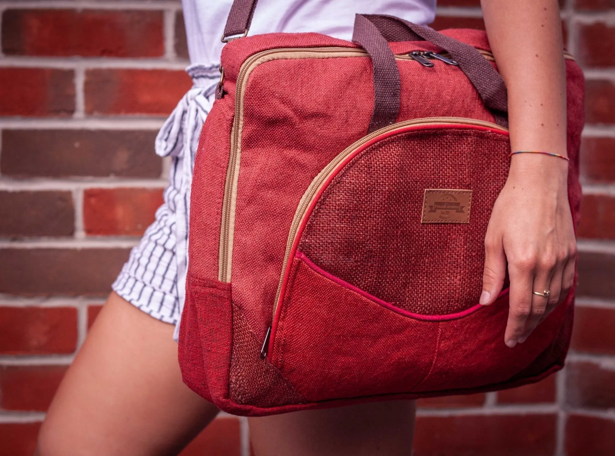 Handmade Hemp Red Laptop Bag