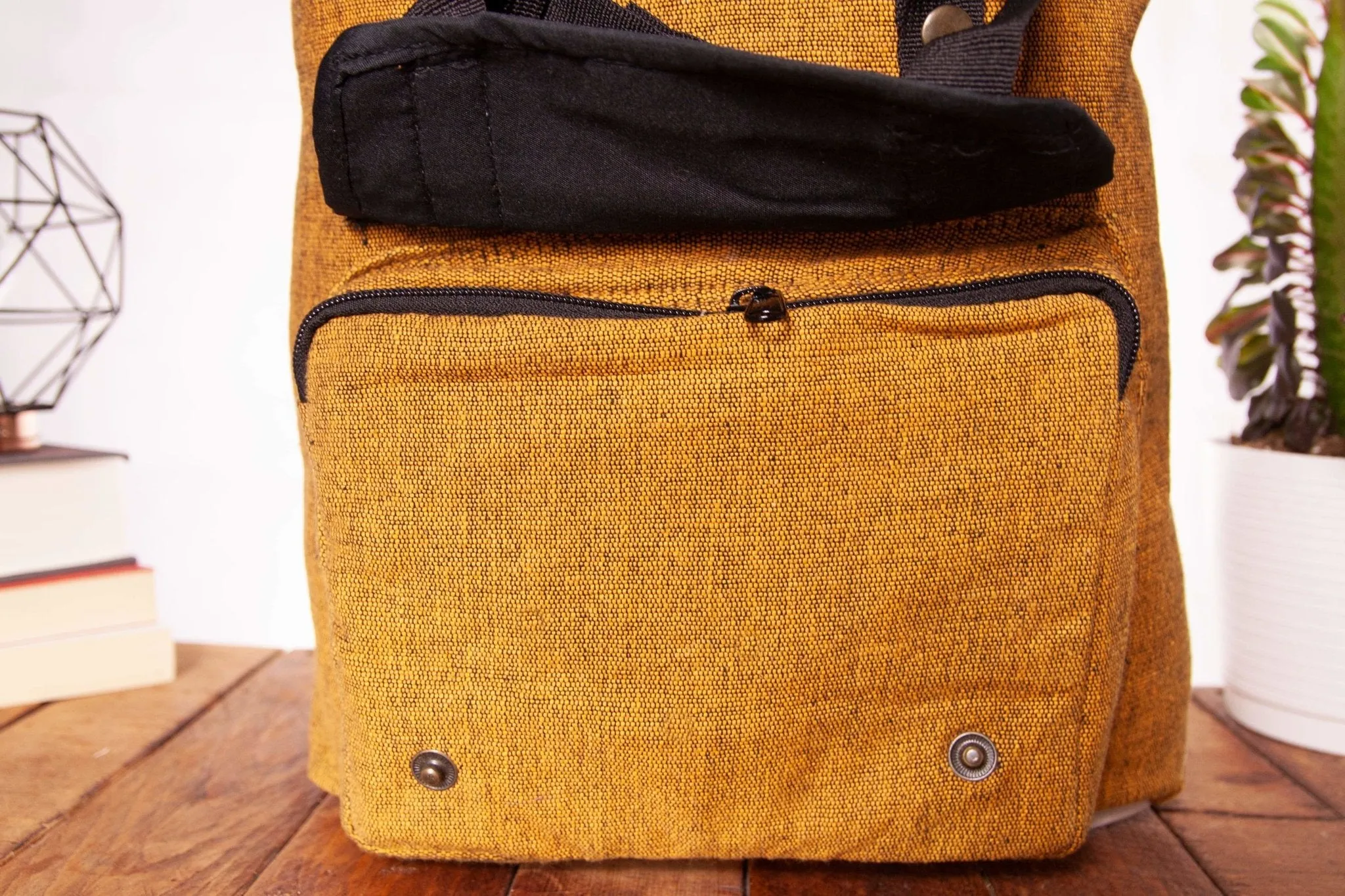 Handmade Hemp Travel Backpack || Sustainable Vegan Line || Mustard