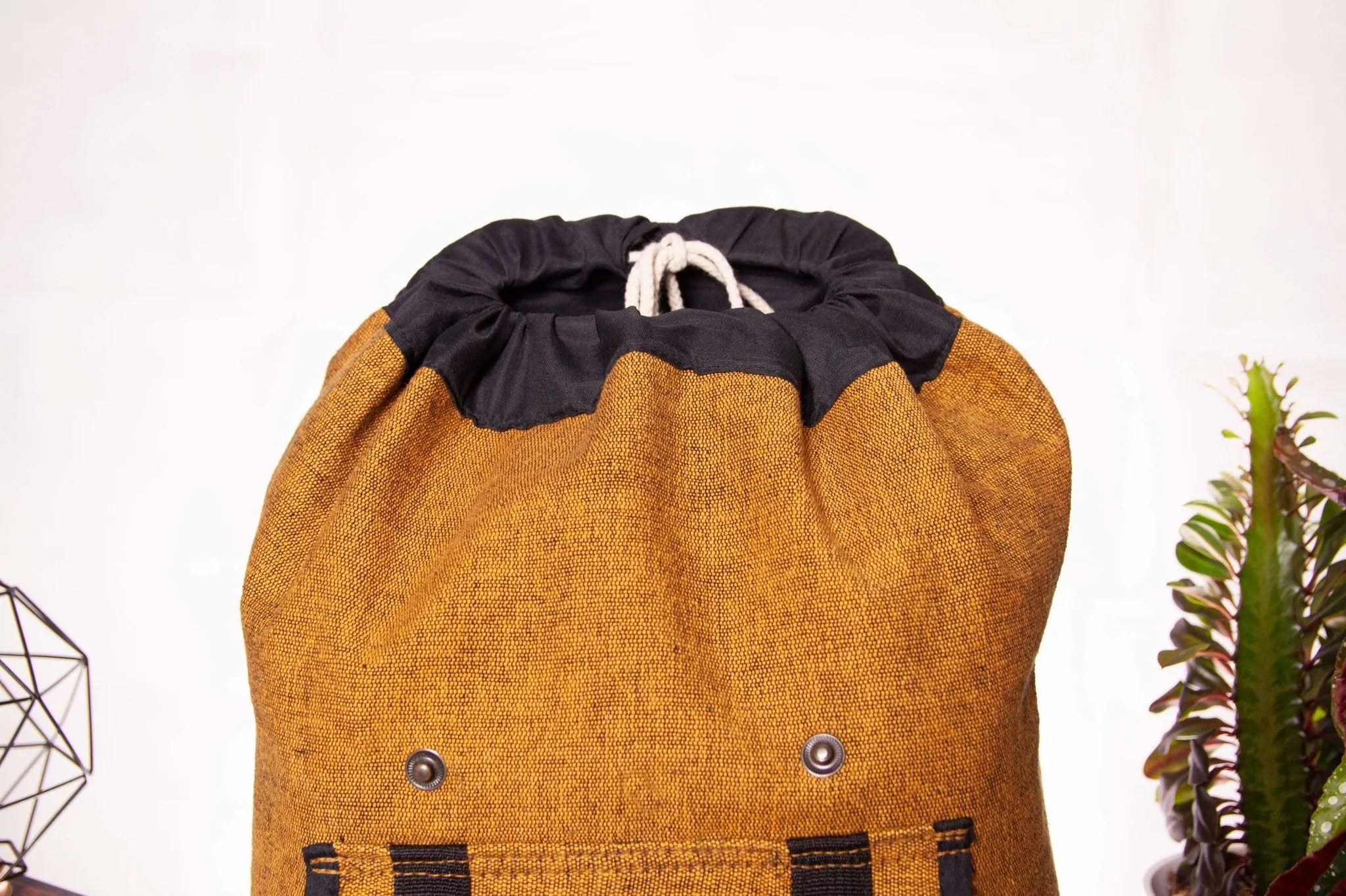 Handmade Hemp Travel Backpack || Sustainable Vegan Line || Mustard