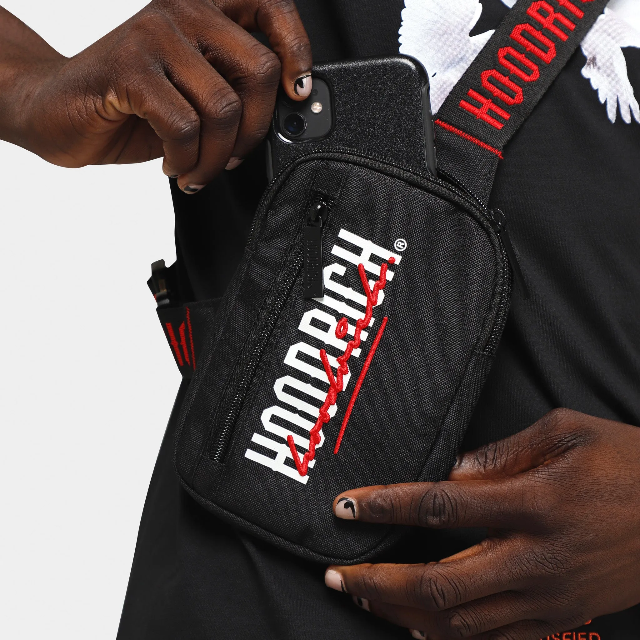 Hoodrich OG Blend Clip Mini Bag Black / White - Red