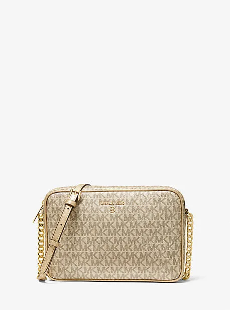 Jet Set Large Metallic Logo Crossbody Bag