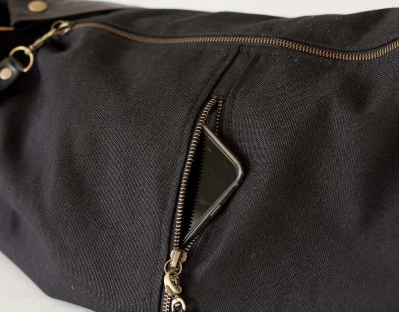 Kallia crossbody bag - Black canvas and black leather