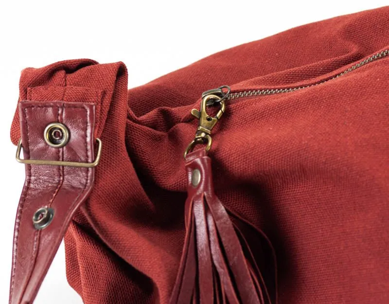 Kallia crossbody bag - Rusty red canvas and leather