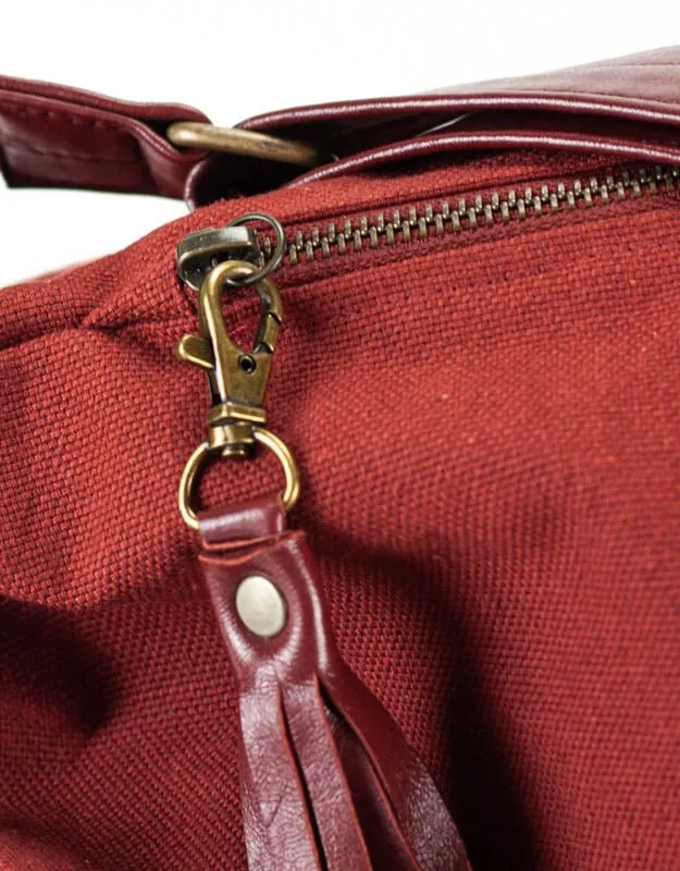 Kallia crossbody bag - Rusty red canvas and leather