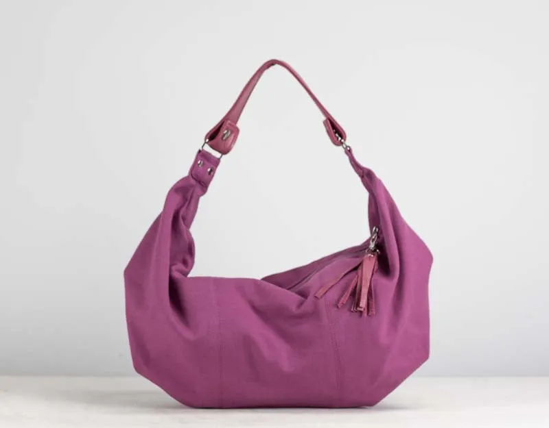 Kallia mini bag - Antique fuchsia canvas and leather