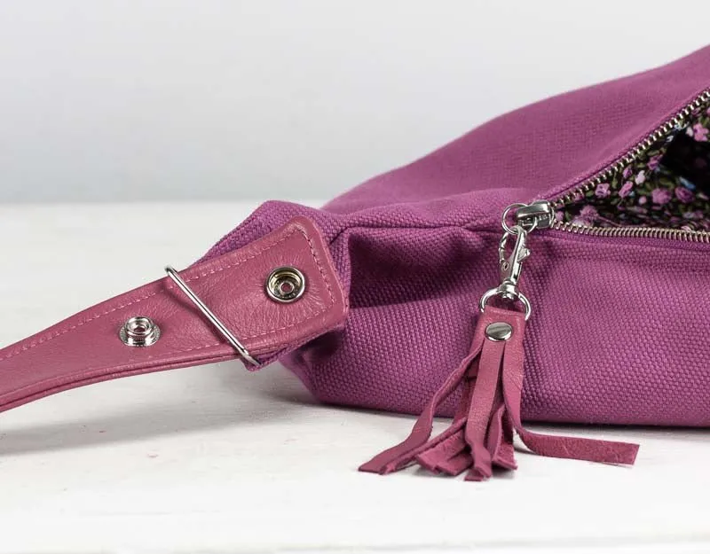 Kallia mini bag - Antique fuchsia canvas and leather