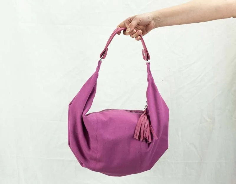 Kallia mini bag - Antique fuchsia canvas and leather