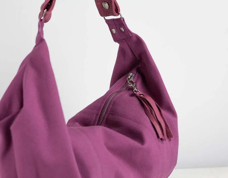 Kallia mini bag - Antique fuchsia canvas and leather