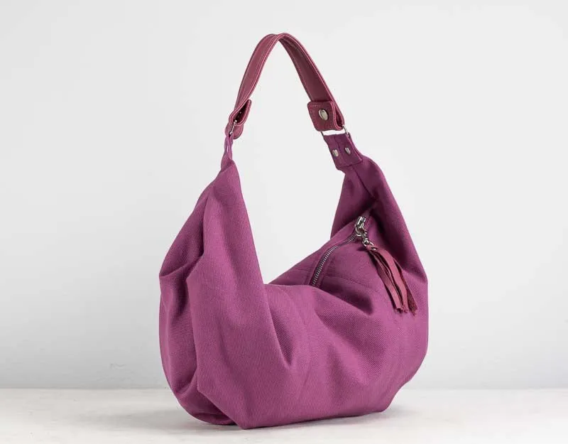 Kallia mini bag - Antique fuchsia canvas and leather