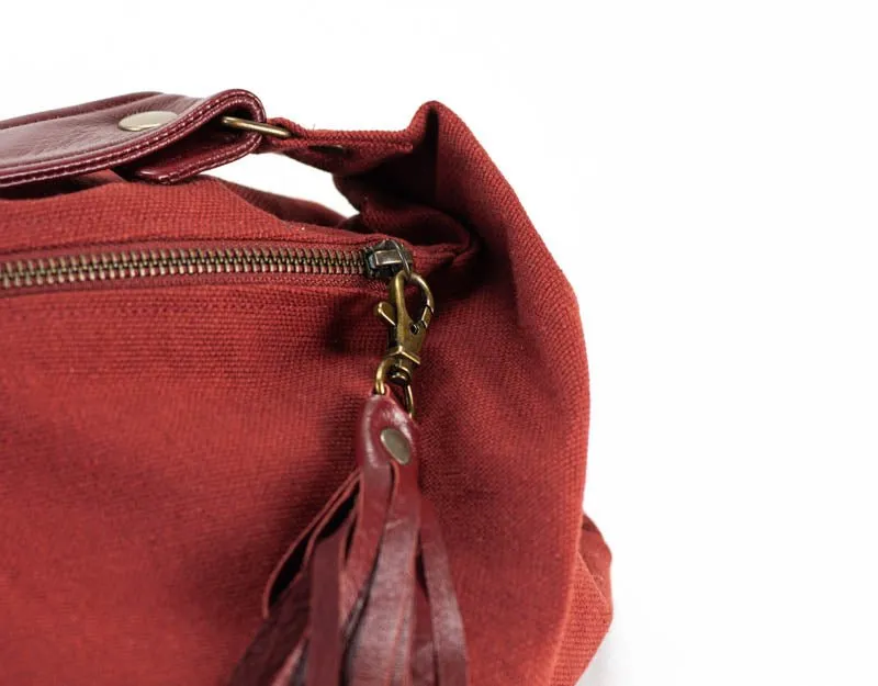 Kallia mini bag - Rusty red canvas and leather