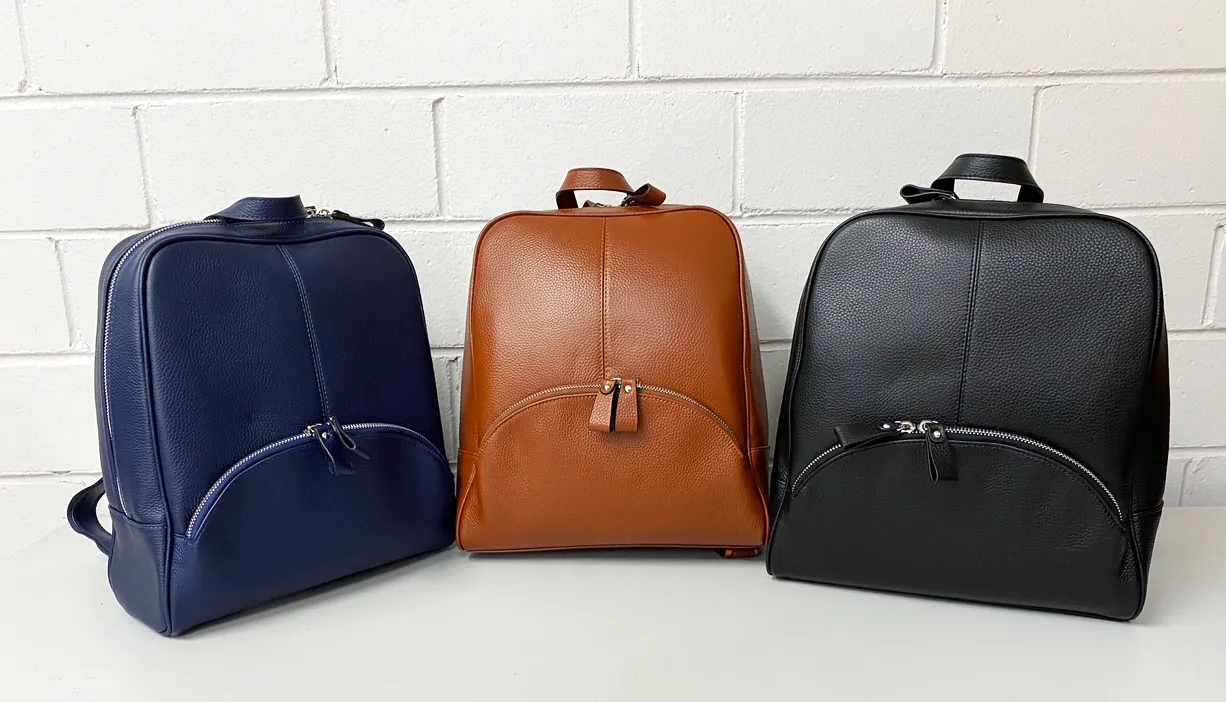 Kingscliff | Navy Premium Genuine Leather Backpack