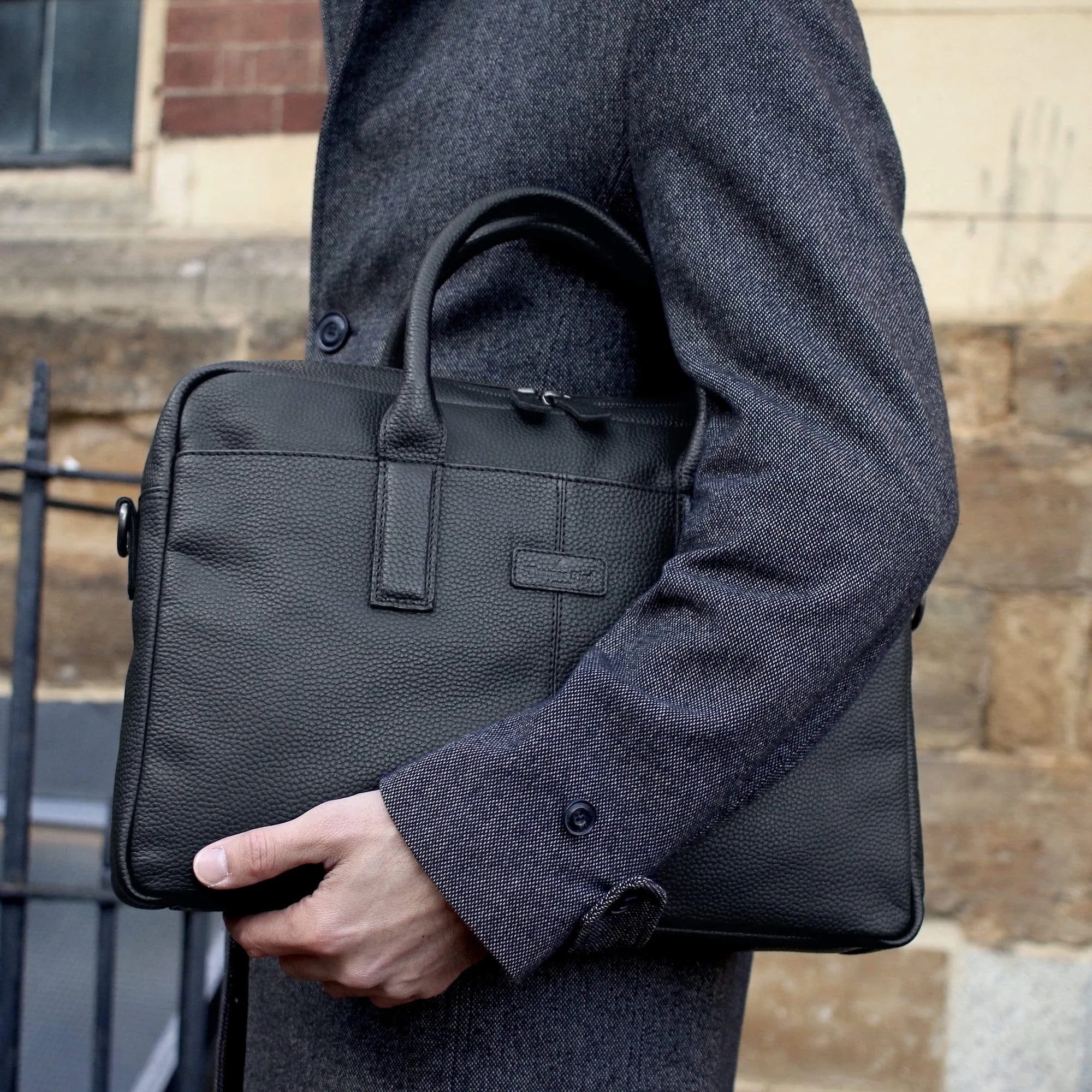 Leather Briefcase Bag Black