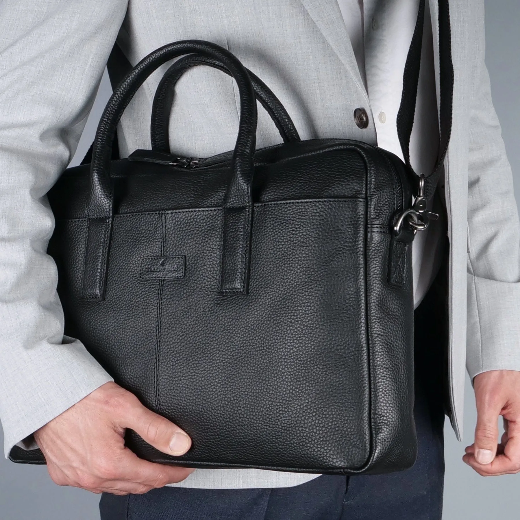 Leather Briefcase Bag Black