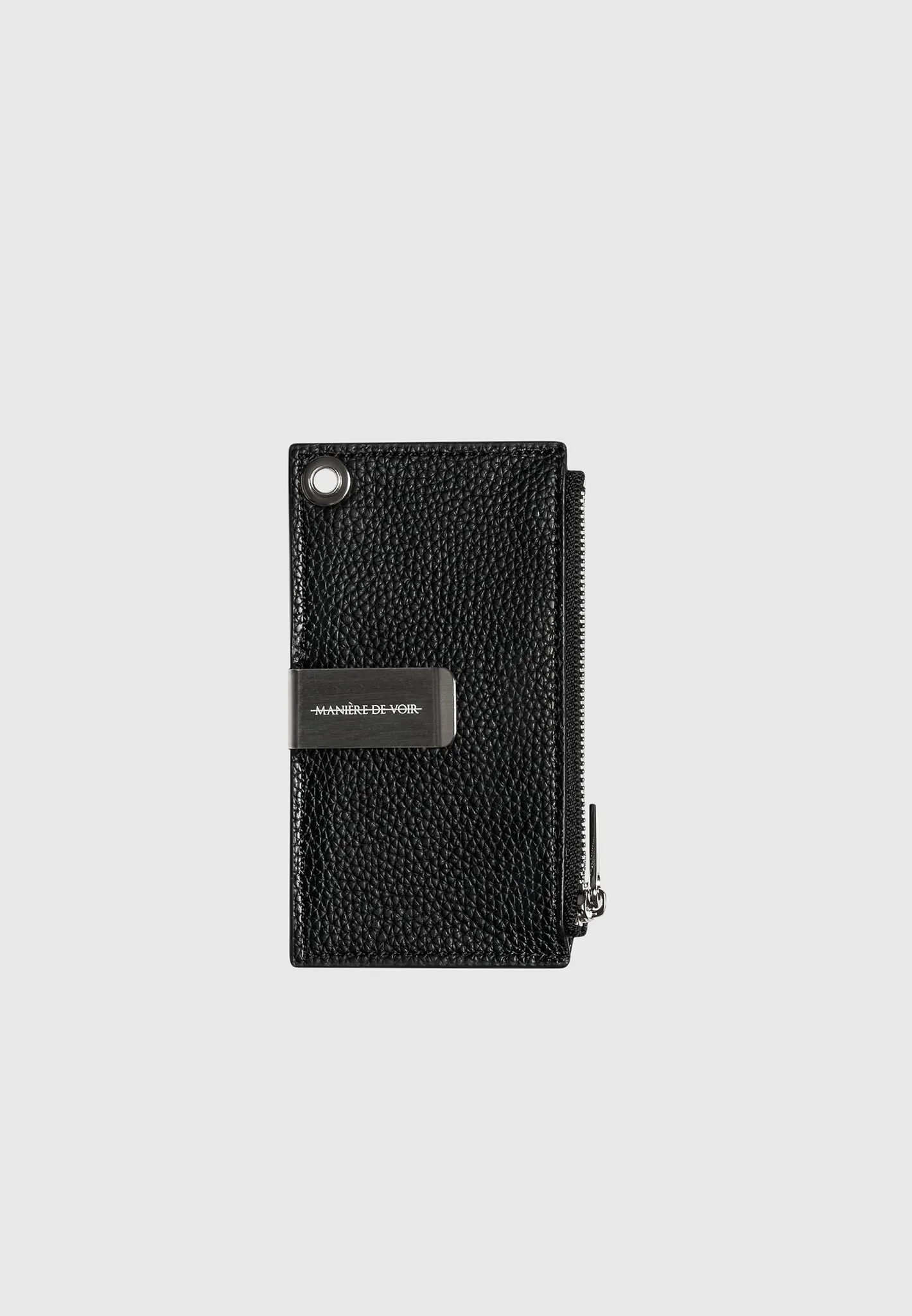 Leather Cardholder with Chain - Black