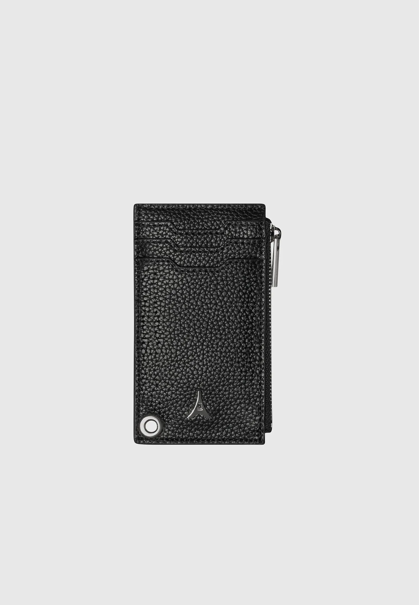 Leather Cardholder with Chain - Black