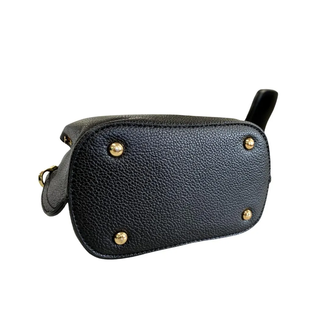 LUCY - Black Vegan Leather Handbag & Crossbody Bag