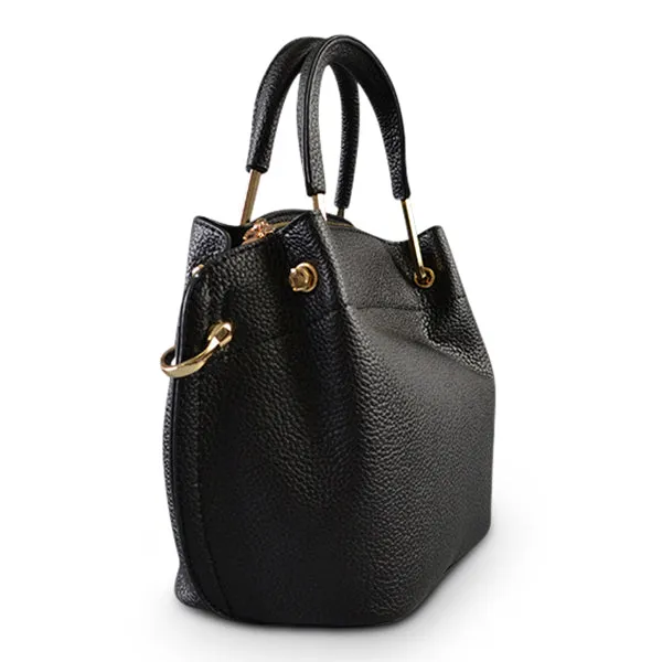 LUCY - Black Vegan Leather Handbag & Crossbody Bag