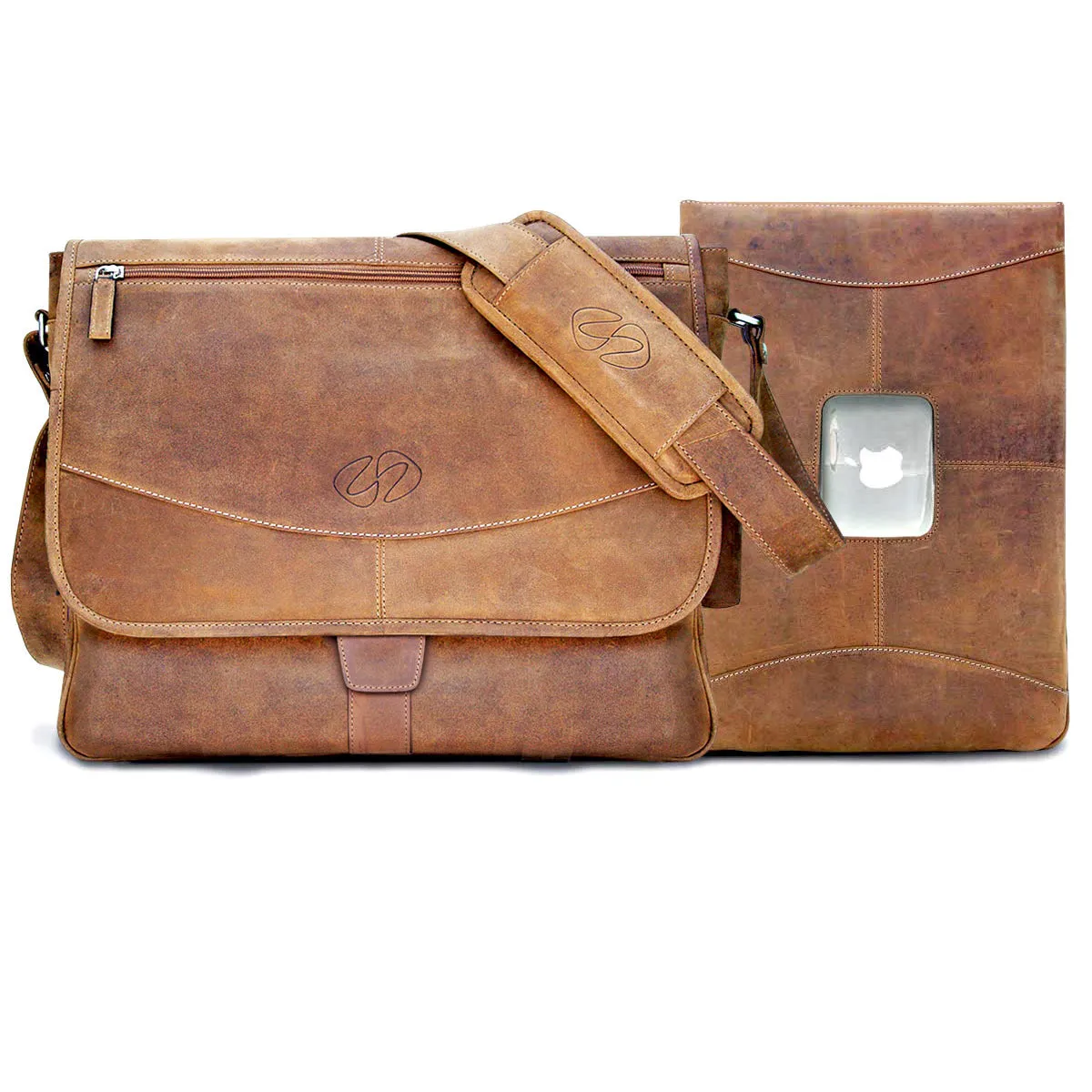 MacCase Premium Leather 13" MacBook Messenger Bag