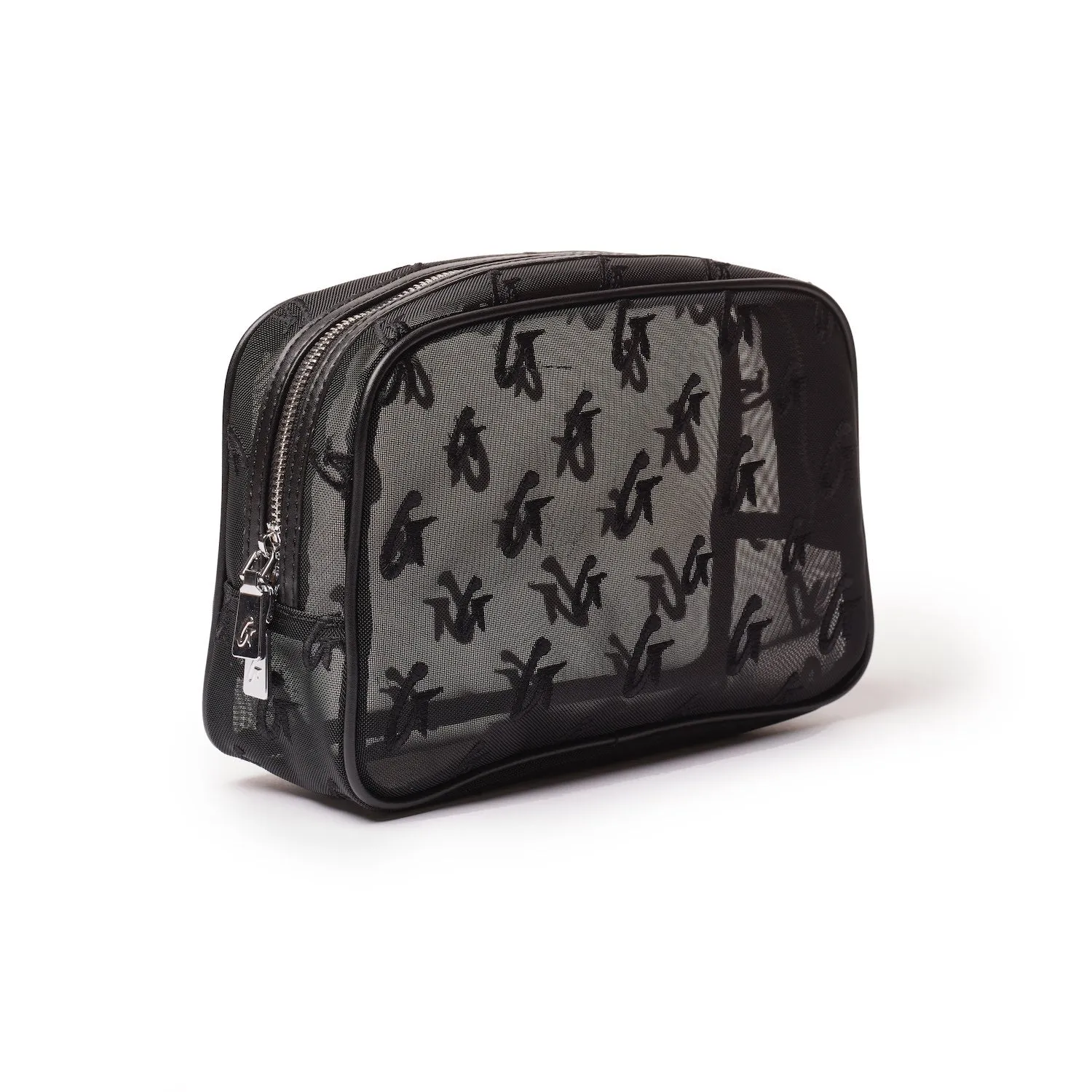 MESH MONOGRAM SMALL COSMETIC TOILETRY BAG