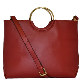 MILLFIELD - Red Structured Leather Ring Handle Bag