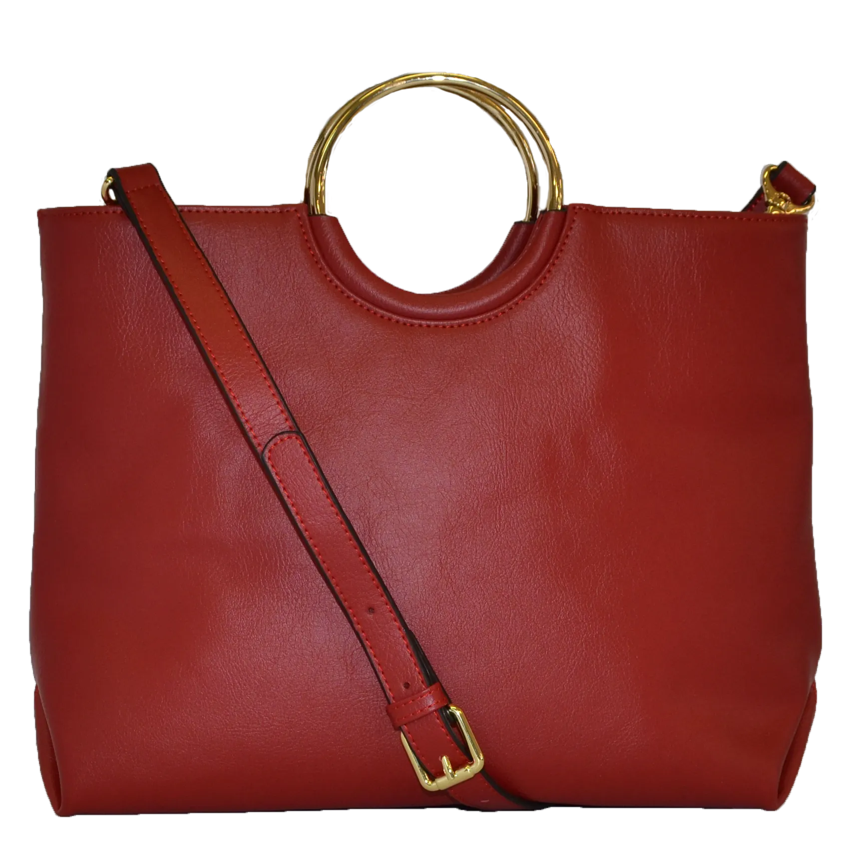 MILLFIELD - Red Structured Leather Ring Handle Bag