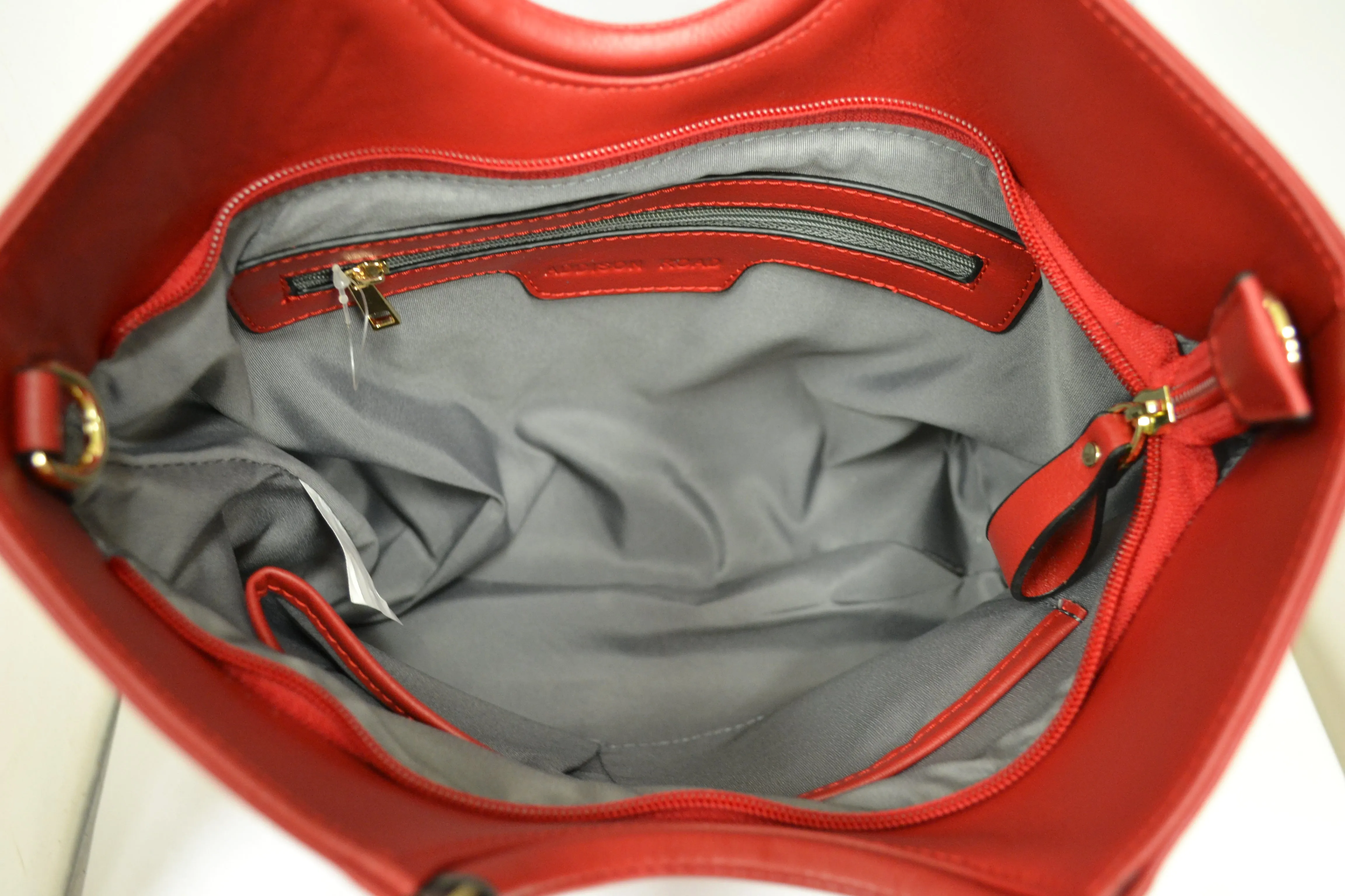 MILLFIELD - Red Structured Leather Ring Handle Bag