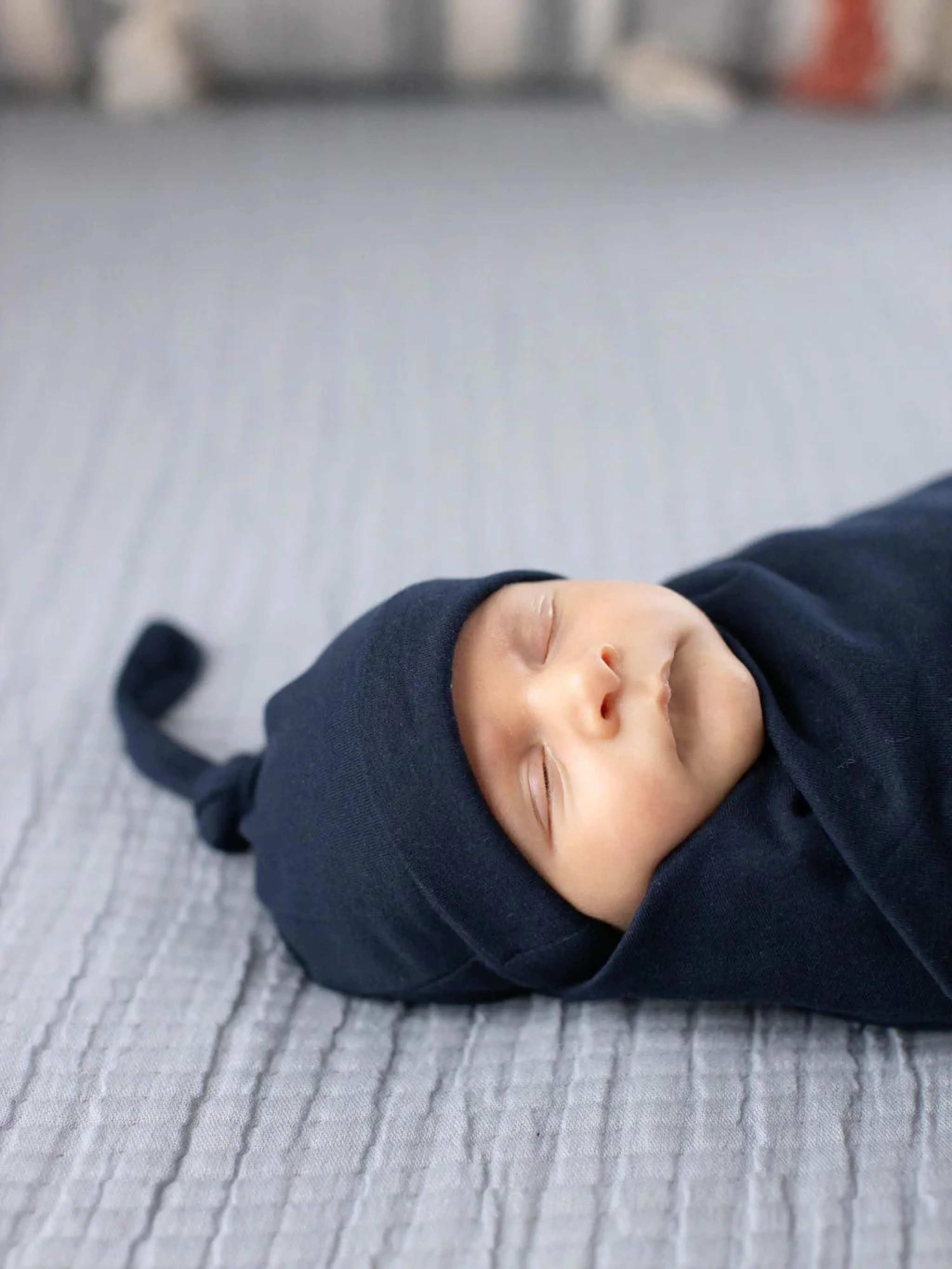 Natalia Pregnancy Robe & Navy Swaddle Blanket & Hat Set