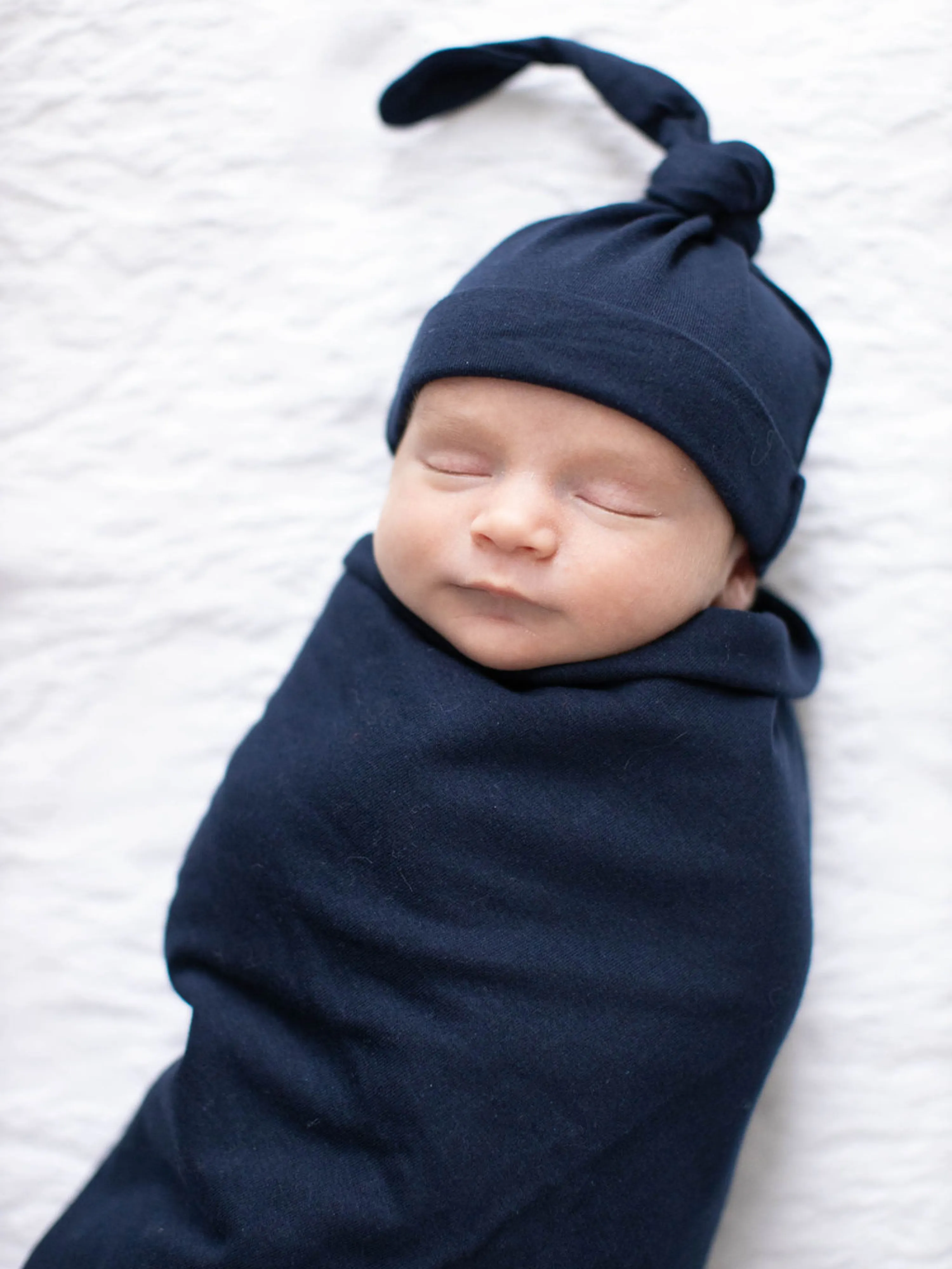 Natalia Pregnancy Robe & Navy Swaddle Blanket & Hat Set