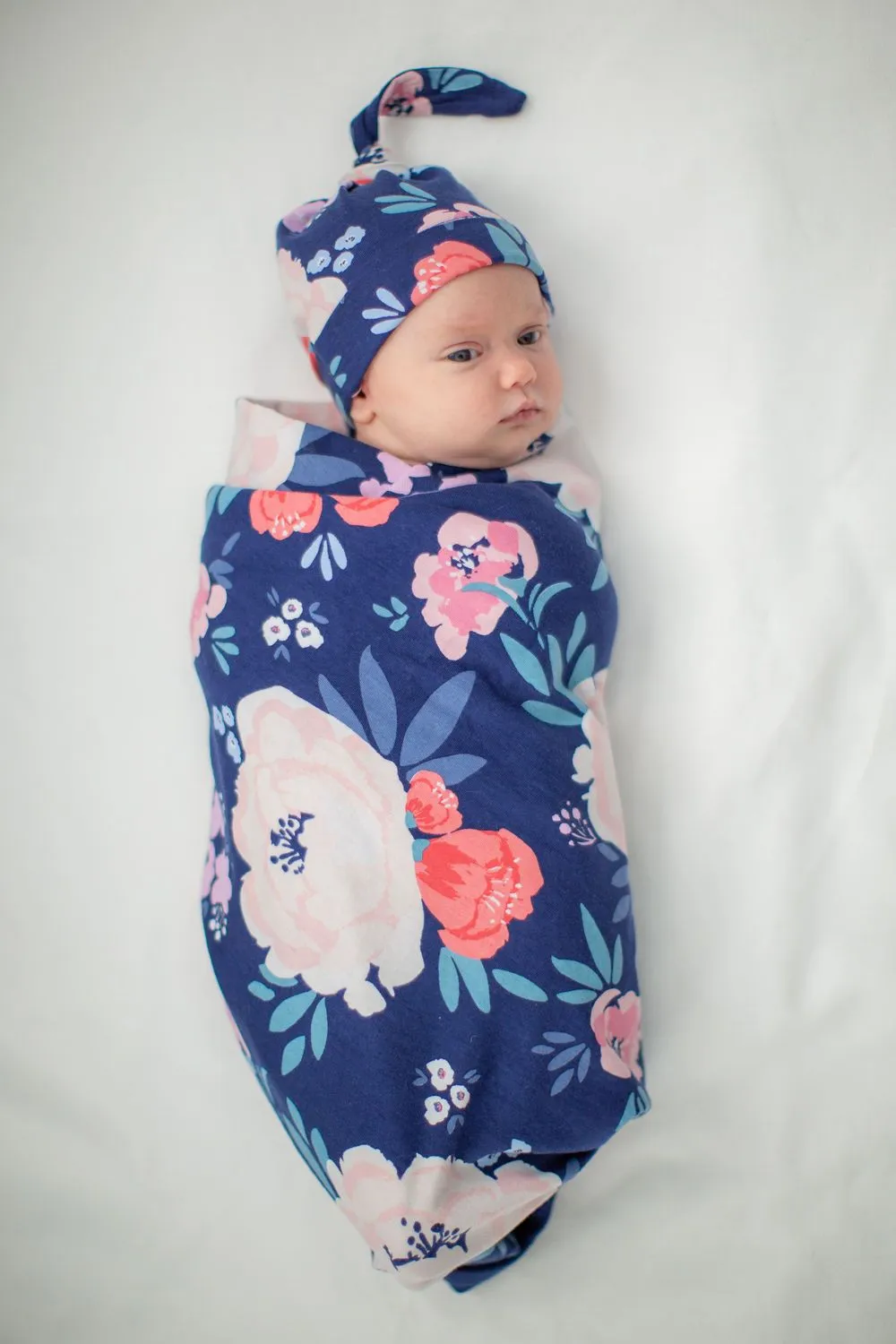 Navy Robe & Annabelle Swaddle Blanket Set