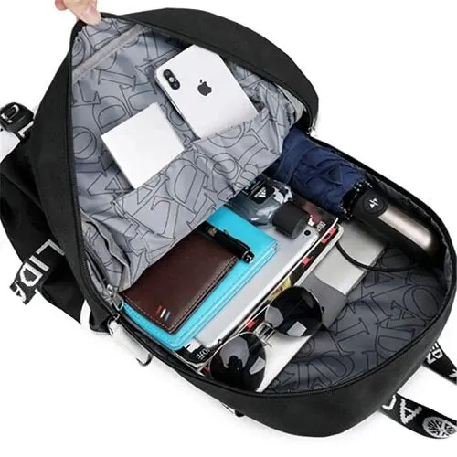 Oxford School Bag Backpack with External USB Charging Port