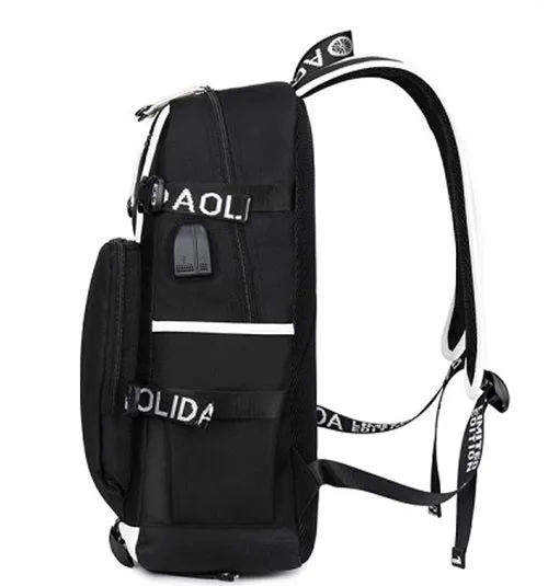 Oxford School Bag Backpack with External USB Charging Port