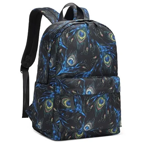 Peacock Feathers Print School Bag Backpack