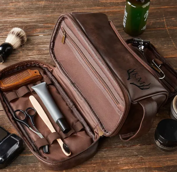 Personalized Groomsman Toiletry Bag, Gifts For Him, PU Leather Dopp Kit