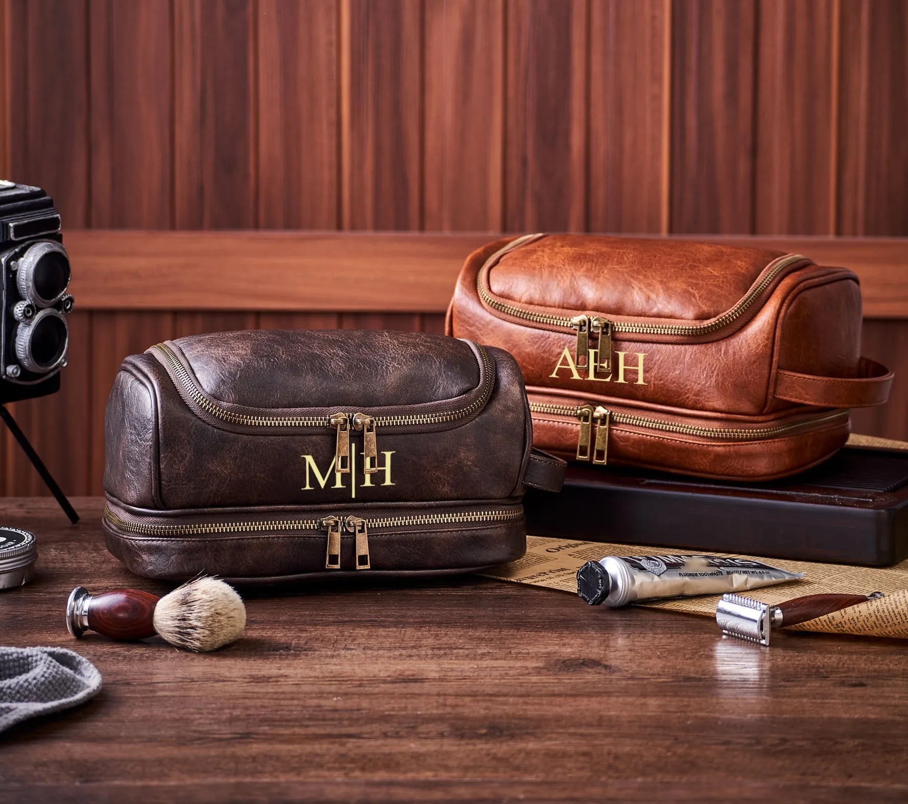 Personalized Groomsmen Gifts, Gifts For Men, Bachelor Party Gift, Hanging On PU Leather Toiletry Bag