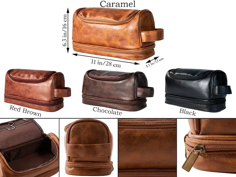 Personalized Hanging On Toiletry Bag, Groomsmen Gifts, Gifts For Men, PU Leather Dopp Kit