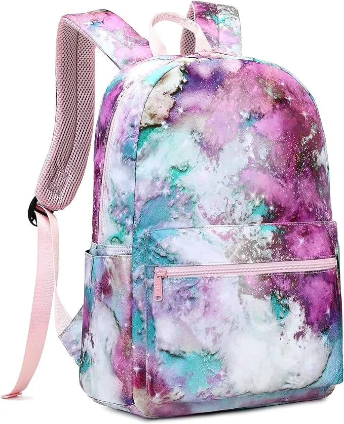 Pink and Green Tie Dye Galaxy School Bag Backpack