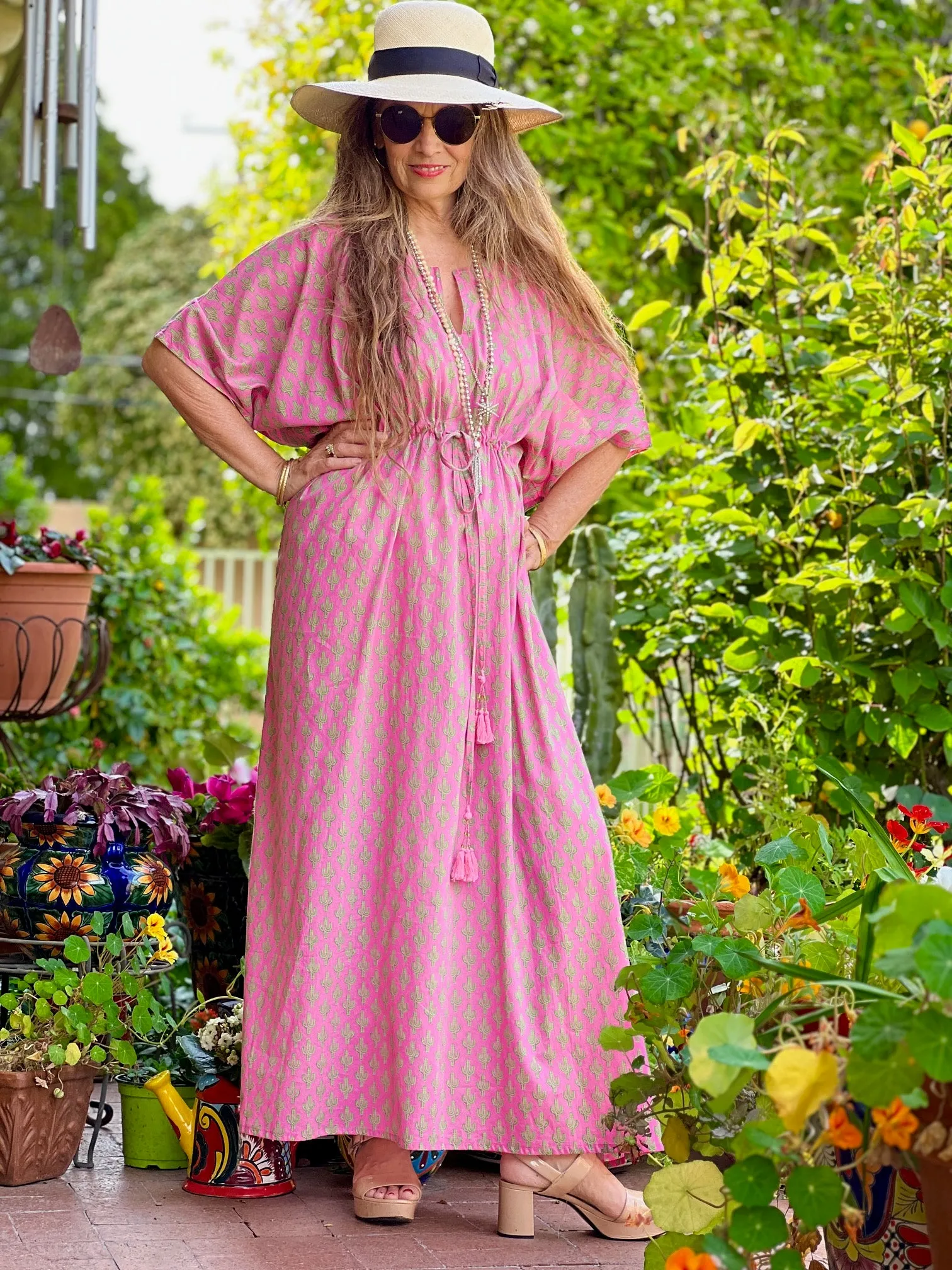 Prickly Pax Pink Cactus Maxi Kaftan