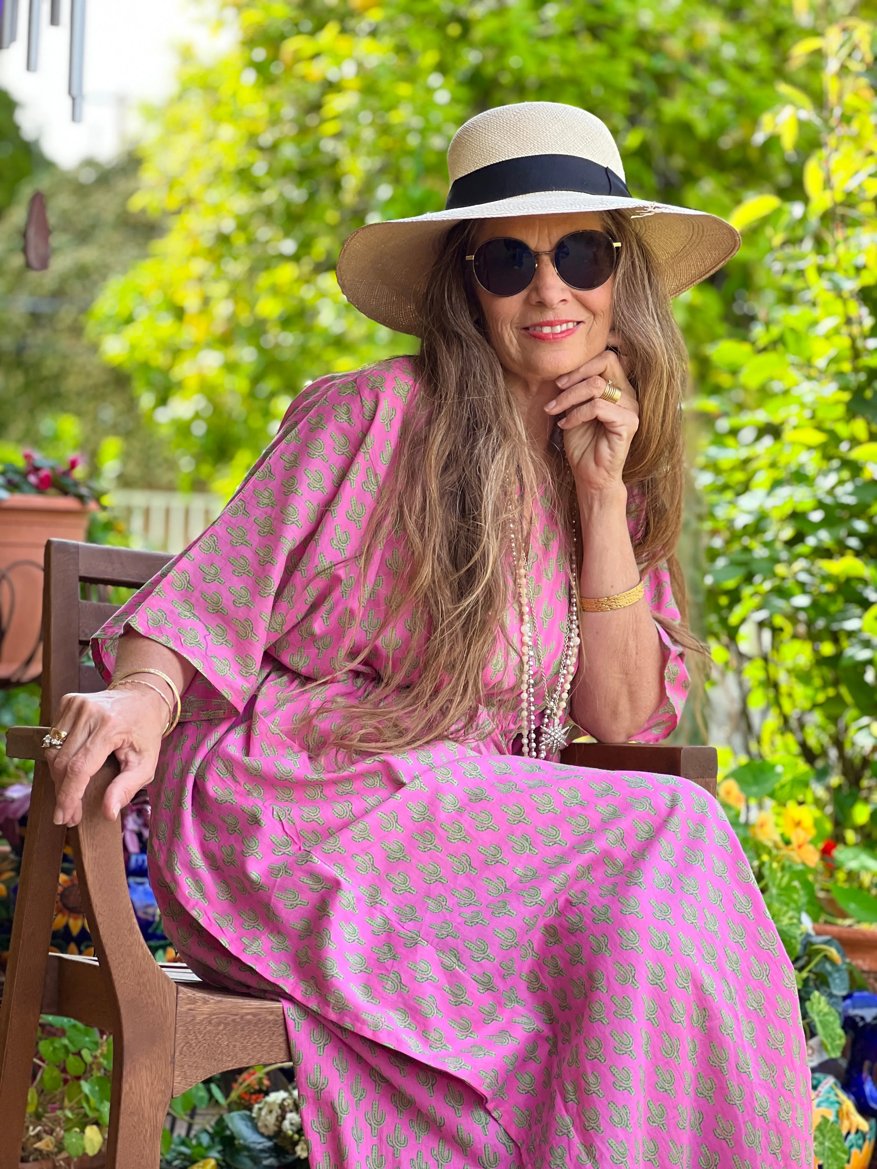 Prickly Pax Pink Cactus Maxi Kaftan