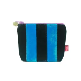 PU1015 Navy Striped Patch Mini Velvet Purse By Lua