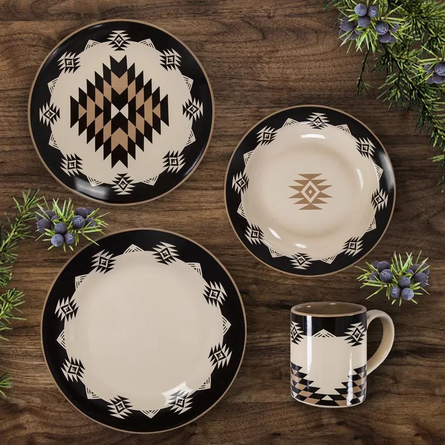 "Chalet" 16-Piece Ceramic Aztec Style Dinnerware Set