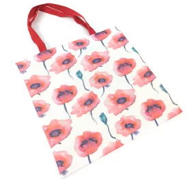 Red Poppy Shoulder Shopping Bag