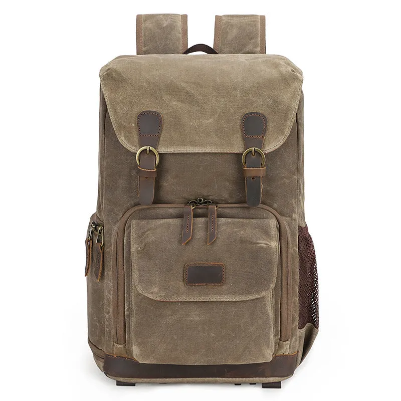 Retro Canvas DSLR Camera Backpack Waterproof Canvas Travel Backpack Unsiex Laptop Backpack QSM2279